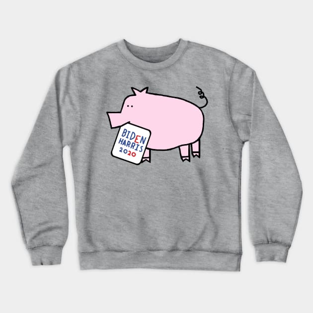 Cute Pig with Biden Harris Sign Crewneck Sweatshirt by ellenhenryart